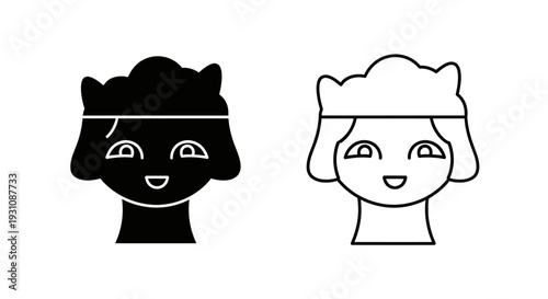Black and white cartoon faces with smiling expressions side by side Vector