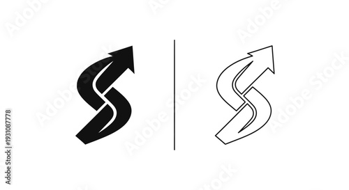 Stylish arrow s logo design variations for brand identity Vector