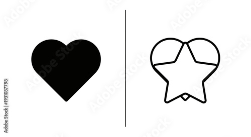 Heart and star symbols side by side on white background Vector