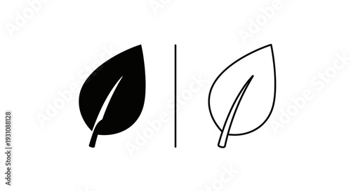 Simple leaf logo design with black and white color scheme Vector