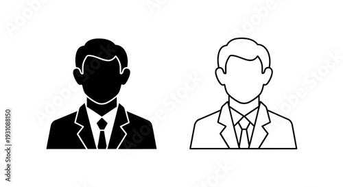 Simple black and white illustrations of two businessmen side by side Vector