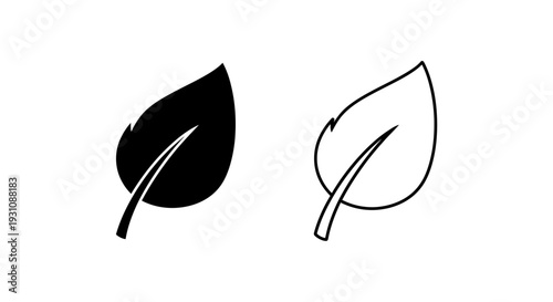 Black and white leaf silhouettes side by side illustration Vector