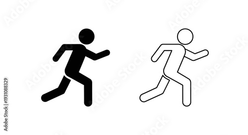 Two stick figures running in opposite directions quickly outside Vector