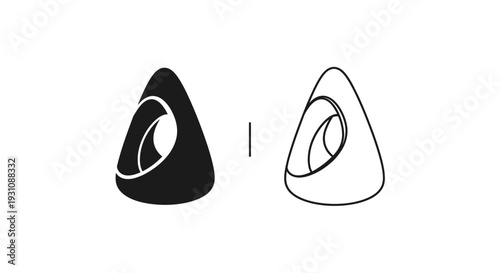 Comparison of filled and outlined triangle shapes side by side Vector