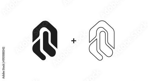 Logo design combination of two identical symbols in black Vector