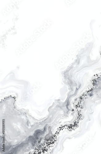 Swirling patterns in shades of white and grey create a mesmerizing scene, punctuated by shimmering silver accents that dance across the canvas. A truly captivating artwork Generative AI