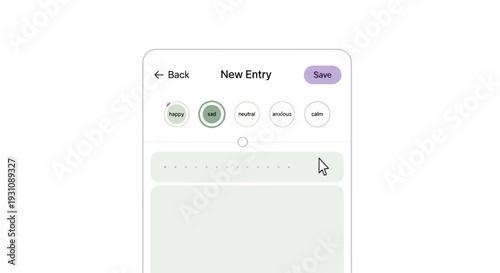 Digital Mood Tracking Application Interface with 'Sad' Emotion Selected, Highlighting Mental Wellness and Self-Care