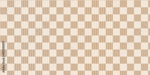 Gingham seamless pattern. Beige and white vichy background texture. Checkered tweed plaid repeating wallpaper. Natural nude fabric and textile swatch design. Vector