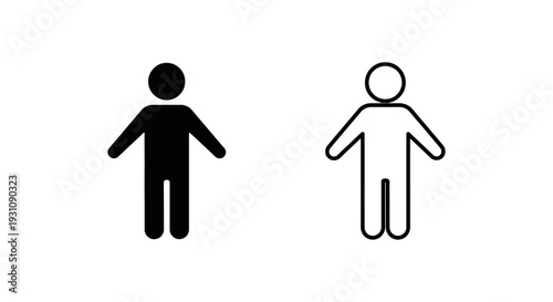 Black and white stick figures standing side by side Vector