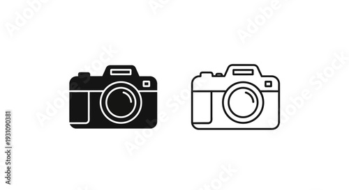 Camera icons in black and white for photography website Vector