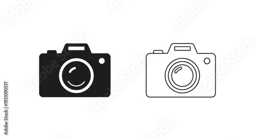 Camera icons in black and white for photography website header Vector
