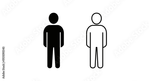 Black and white human figure icons standing side by side Vector