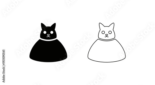 Two cute cats in different colors simple illustration style Vector