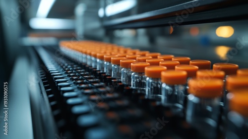 Concept illustration of health themed drug production line