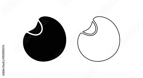 Black and white circle with bite taken out comparison Vector