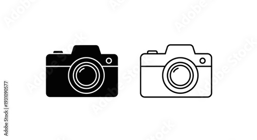Camera icons in black and white for photography enthusiasts Vector