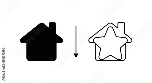 House icon transforming into a star rating symbol Vector