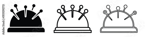 Pincushion with Pins Sewing Craft Tool Needlework Supply Accessory Icon Vector Illustration