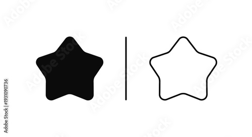 Black star icon and its outline representation side by side Vector