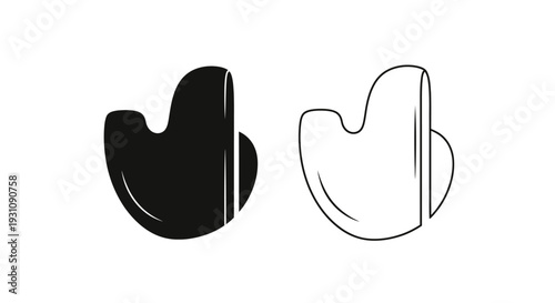Black and white abstract shapes side by side comparison Vector
