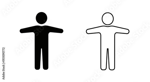 Black and white stick figures standing side by side contrast Vector