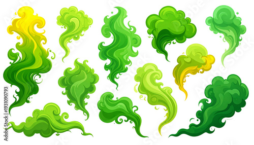Vibrant collection of whimsical green leafy and vegetable-inspired cartoon characters isolated on transparent background