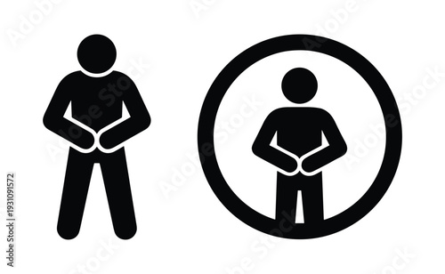 Restricted area person pictogram, no entry symbol, access forbidden sign. Black human silhouette within circle.