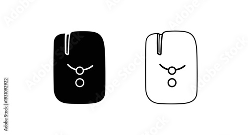 Black and white computer mouse with angry face icons side Vector