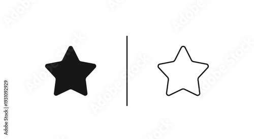 Black filled and outlined star shapes comparison Vector