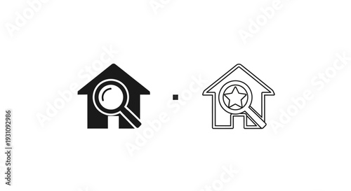 House icon evolution with magnifying glass and star rating Vector