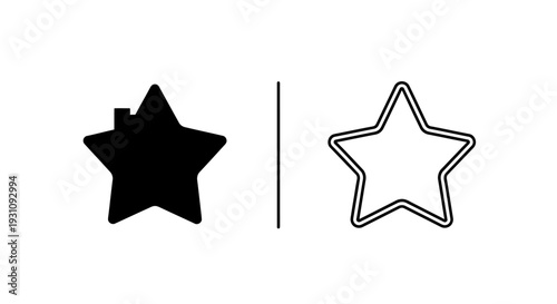 Black filled and outlined star shapes for design and graphics Vector