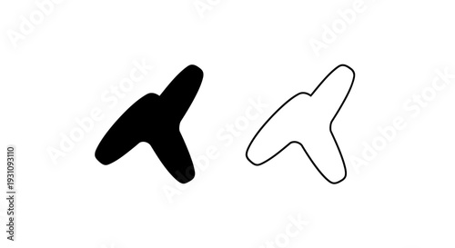 Black and white abstract shapes resembling birds in flight together Vector