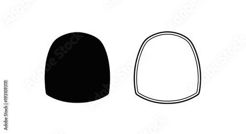 Black and white illustration of two beanies side by side Vector