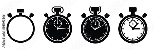 Stopwatch Timer Progression Icon Set, Chronometer Time Measurement. Timing tool, counting time icon