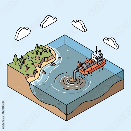 Oil Rig Ship Sucking Crude from Ocean.