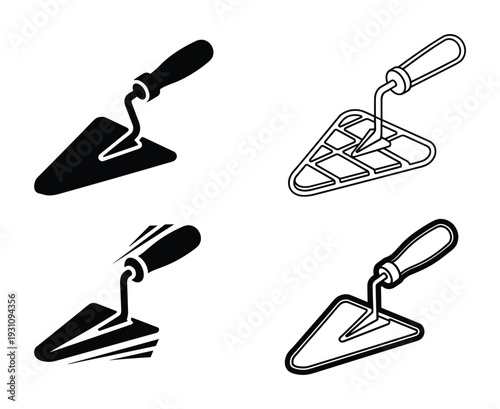 Trowel icons illustration, construction, masonry, tools, renovation, building, architecture designs