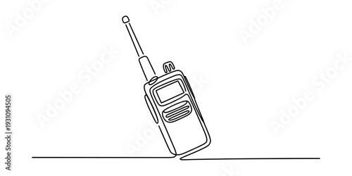 Continuous one line drawing of a walkie-talkie radio for wireless communication isolated on white background. Vector, illustration