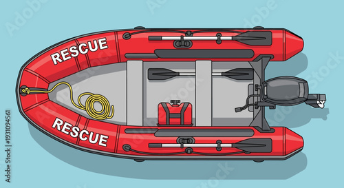 Red Rescue Inflatable Boat.