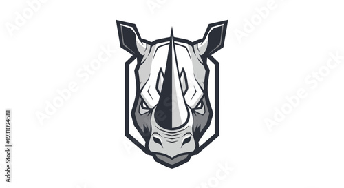 Rhinoceros Face Closeup Illustration.