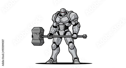 Robot Holding Large Hammer.