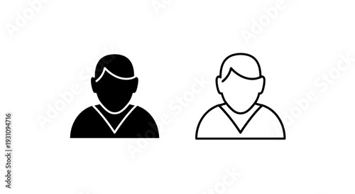 Black and white illustration of two faceless human profiles compared Vector