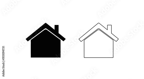 Simple house icons in black and white color scheme Vector