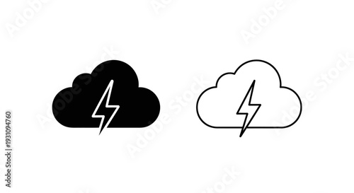 Weather forecast icons with lightning bolt in cloud symbol Vector