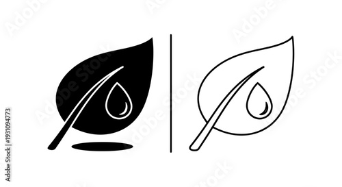 Simple leaf icons with water droplet illustration Vector