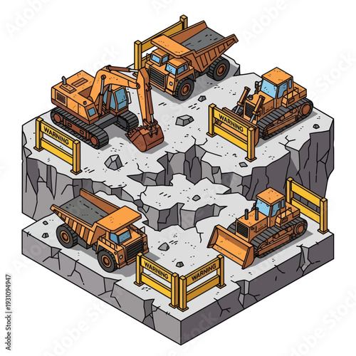 Heavy Machinery in Quarry Operation Site.