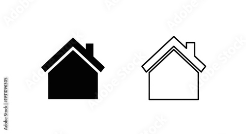 Simple house icons in black and white color scheme Vector