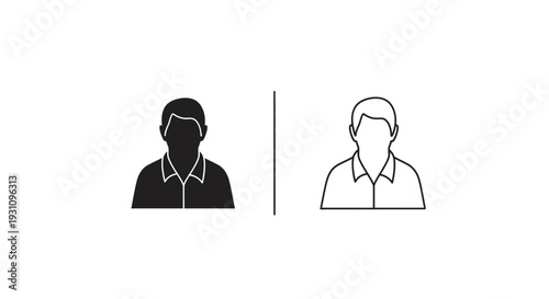 Black and white illustration of two faceless human profiles compared Vector