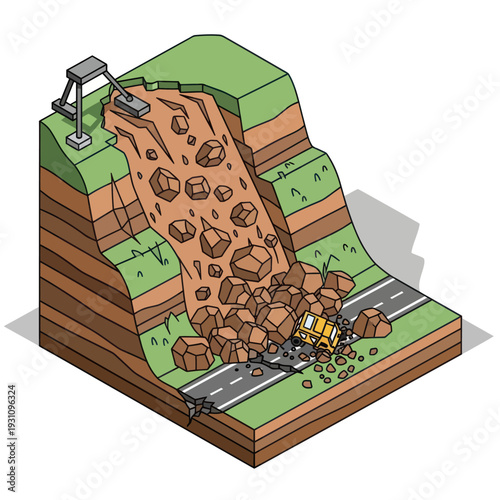 Quarry Excavation Site with Heavy Machinery.