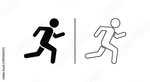 Running stick figures in contrasting black and white styles Vector