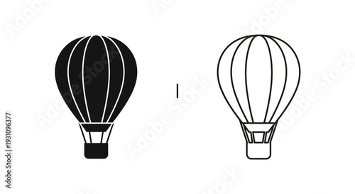 Hot air balloons in black and white illustrations style Vector
